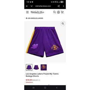 Men's Mitchell & Ness Athletic Shorts M Purple Yellow